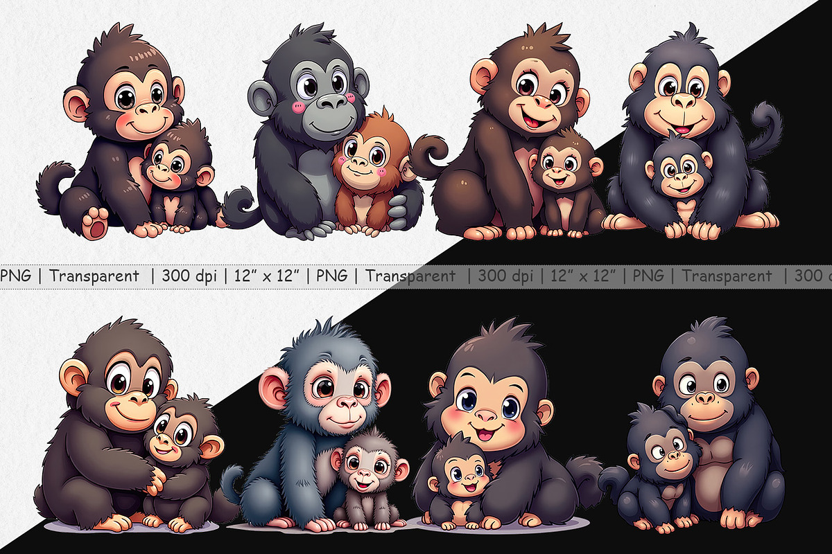Gorilla Mother's Day Clipart, a Graphic by Artnoy (Photo 2 of 5)