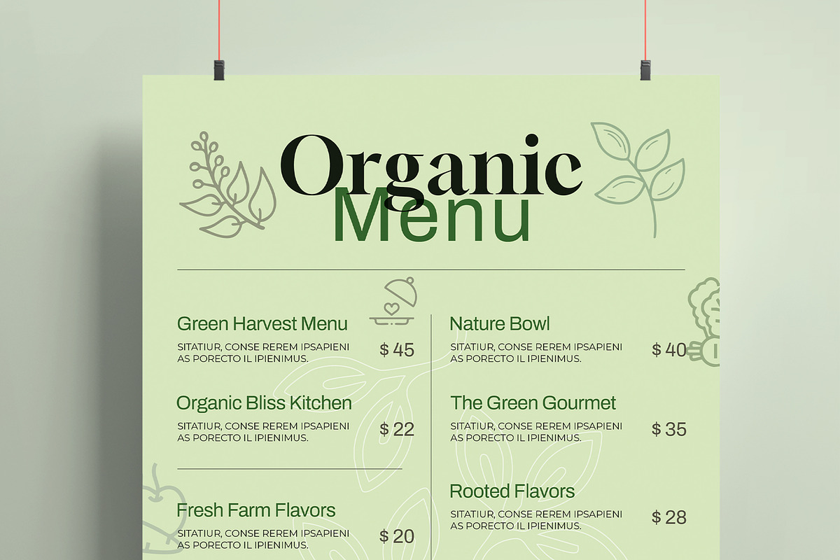 Organic Food Menu Template, a Flyer Template by MightyDesign (Photo 2 of 6)