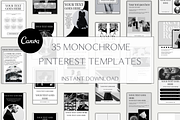 Monochrome Pinterest Templates, a Social Media Template by Sian Elizabeth Designs (Thumbnail 1 of 5)