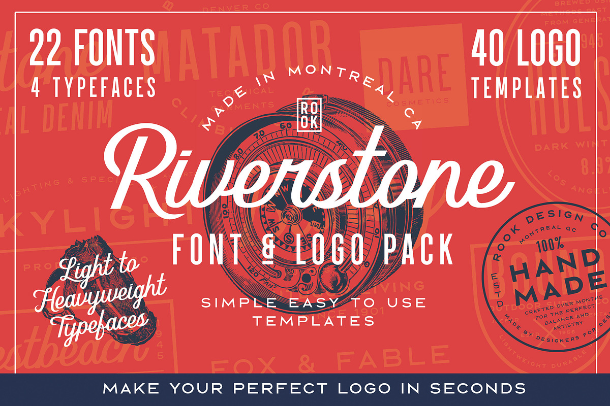 Riverstone Font & Logo Template Pack, a Sans Serif Font by Greg Nicholls (Photo 1 of 9)