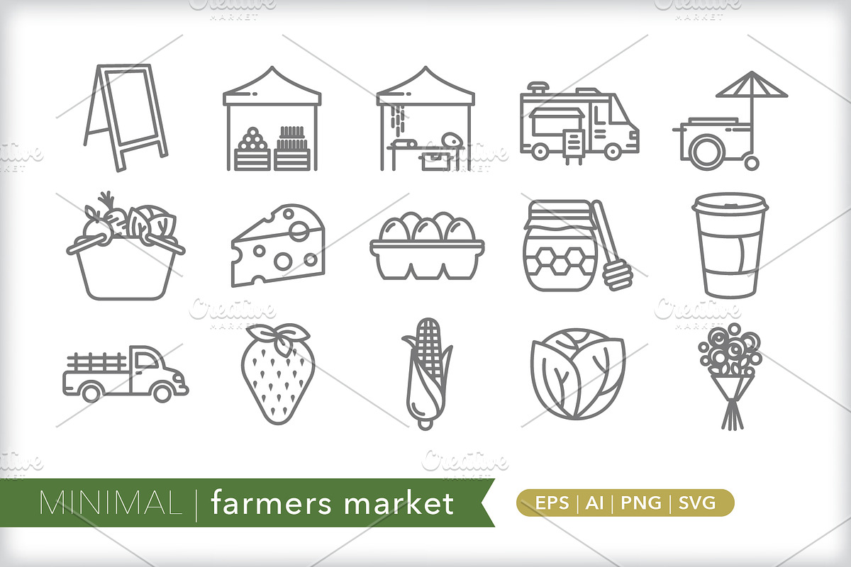 Minimal farmers market icons, an Outline Icon by Picture Window (Photo 1 of 5)