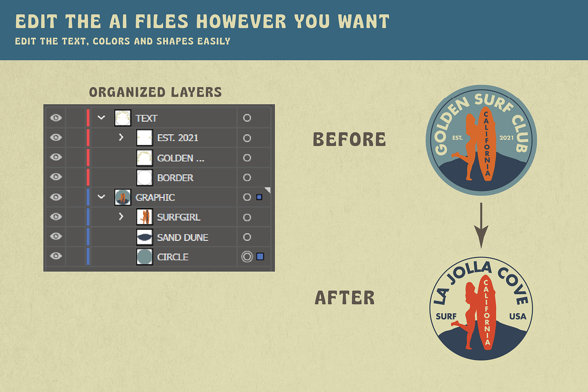 Vintage Surf Badge Logo Templates, a Branding & Logo Template by Golden Vision Studio (Photo 3 of 7)