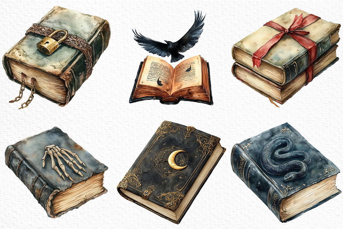 Watercolor Halloween Books Clipart, an Illustration by Craft Nest (Photo 5 of 6)