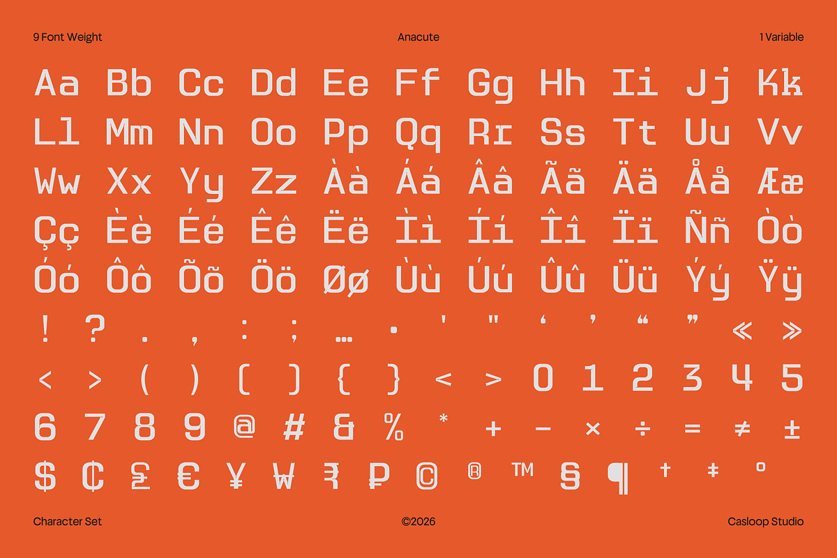 Anacute – Industrial Mono Sans, a Sans Serif Font by Casloop Studio (Photo 4 of 10)