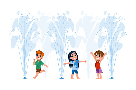 park splash pad kid vector, a Person Illustration by pikepicture