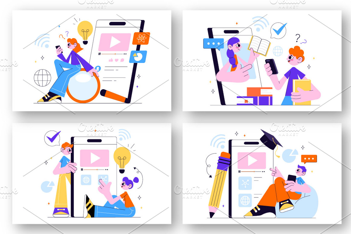 10 Online Learning Illustration, an Education Illustration by denayunebgt (Photo 2 of 4)