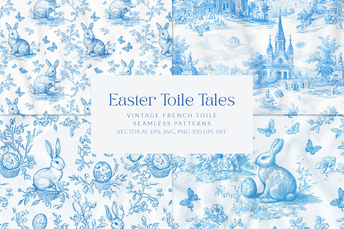 Easter Toile Seamless Patterns, a Pattern Graphic by Olya Creative (Photo 1 of 14)
