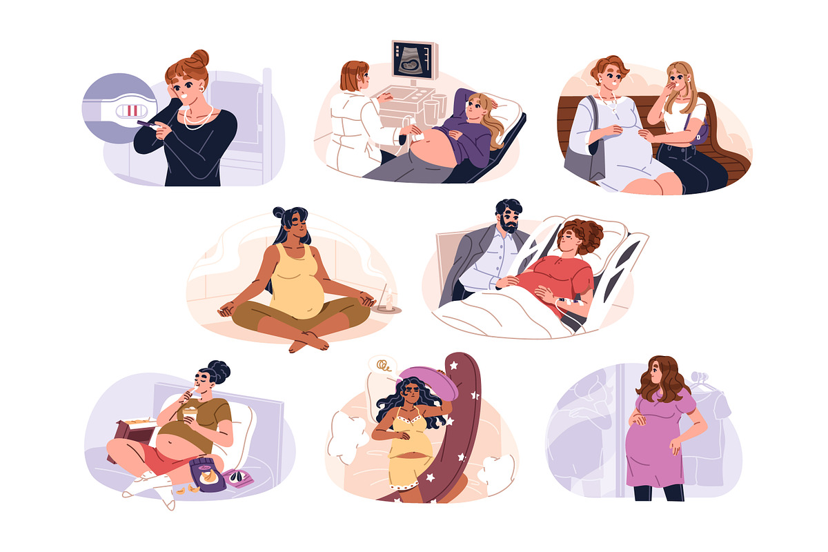 Pregnant women, motherhood set, a Person Illustration by PaperTrident (Photo 1 of 9)