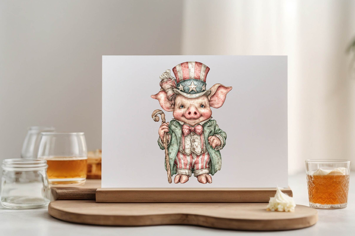 Whimsical Pig 4th of July Clipart, an Animal Illustration by SVGArt (Photo 4 of 9)