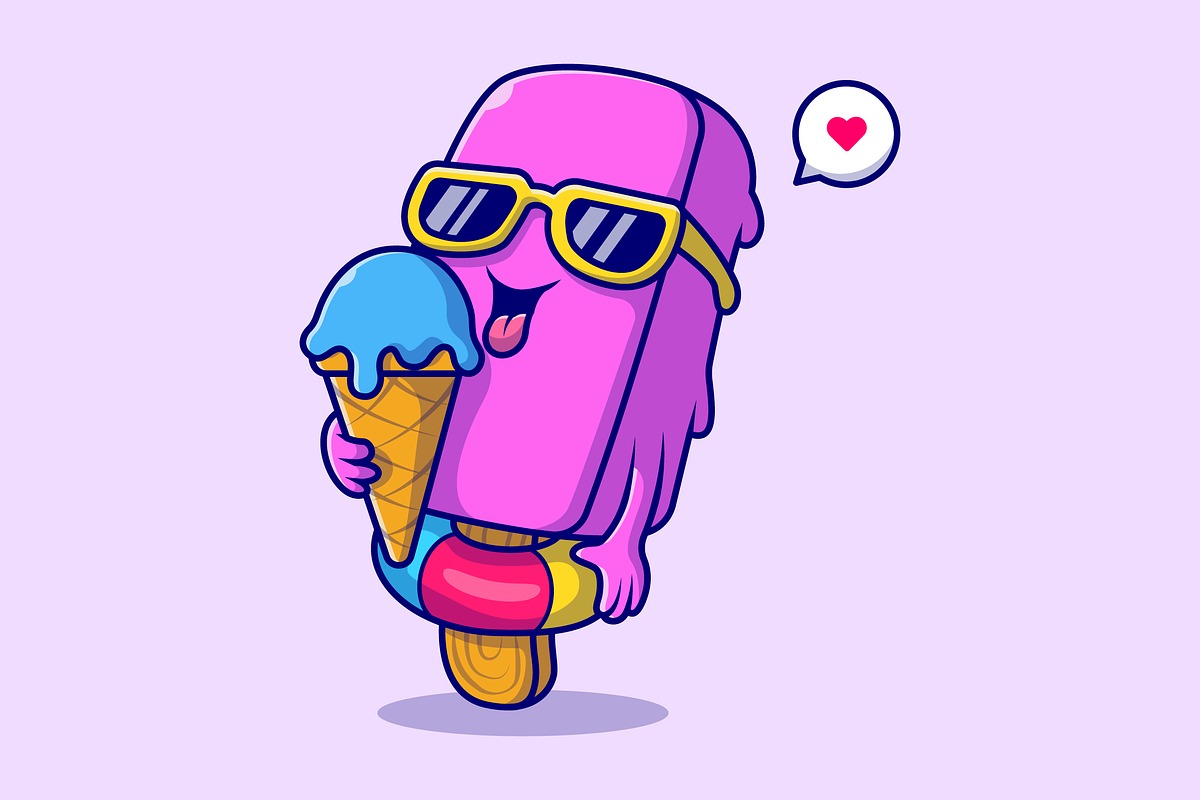 Cute Popsicle Eating Ice Cream Cone, a Food Illustration by Catalyst Labs