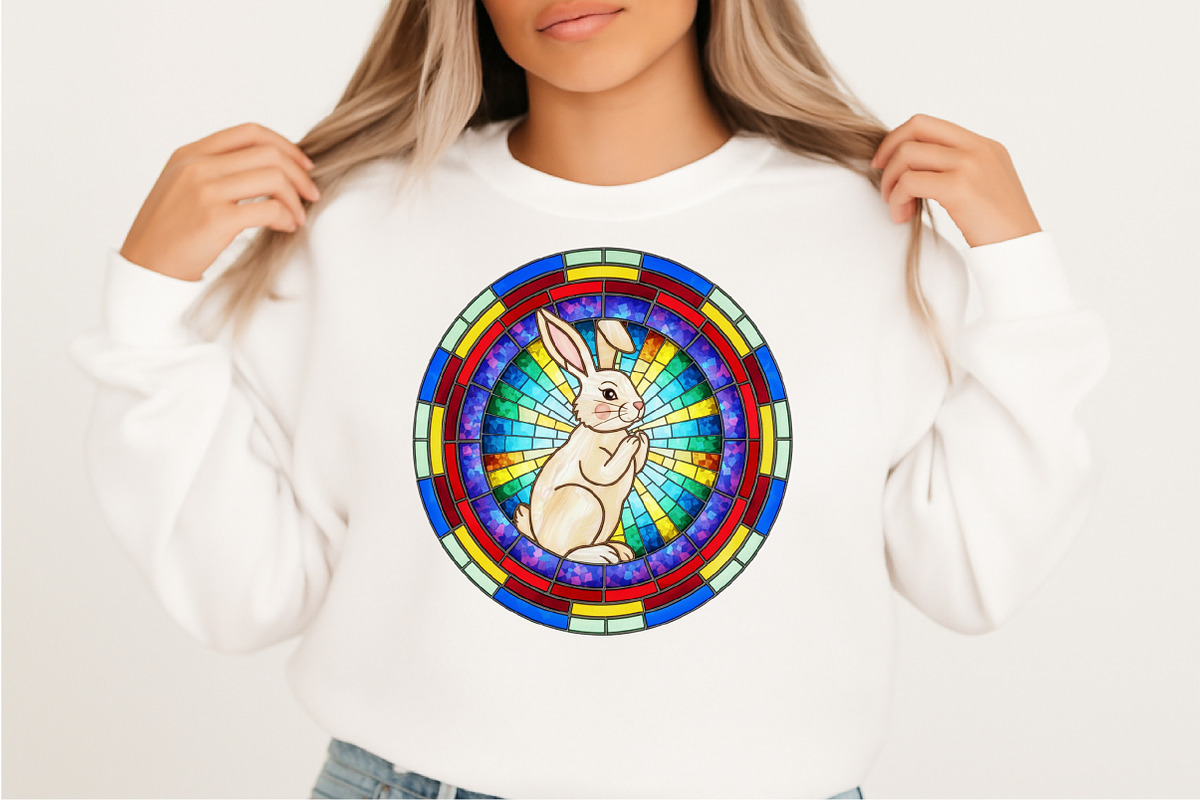 Easter Bunny Stained Glass Clipart, an Illustration by SVGArt (Photo 3 of 9)