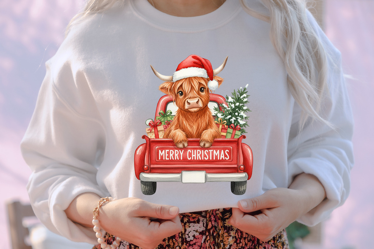 Red Christmas Highland Cow PNG, an Illustration by designcity5 (Photo 2 of 8)