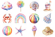 Summer Beach Line Art Doodles, a Seasonal Illustration by CitraGraphics (Thumbnail 4 of 6)
