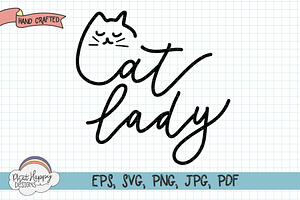 Cat Lady Hand Lettered SVG