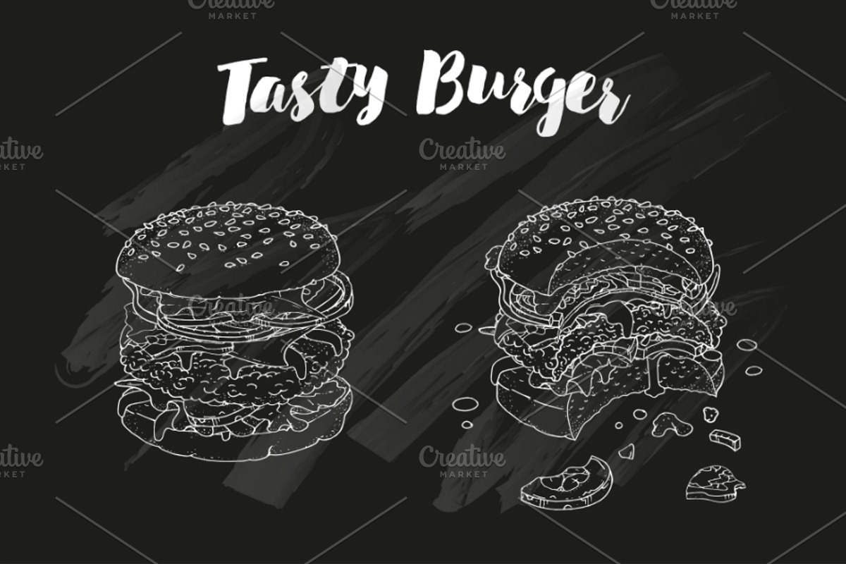 Big Burger Doodle set, a Food Illustration by WINS Doodle shop (Photo 4 of 8)