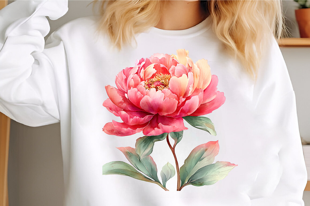 Watercolor Peony Flower Clipart, an Illustration by GatewayDesign (Photo 5 of 5)