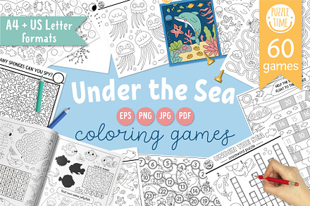 Under the sea coloring games, an Education Illustration by Lexi Claus
