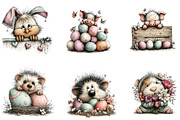 Cute peeking Easter animals clipart, an Illustration by CreationArt (Thumbnail 2 of 7)