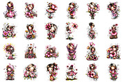 Whimsical Girl and Flower Spring Cli, an Illustration by designcity5 (Thumbnail 2 of 5)