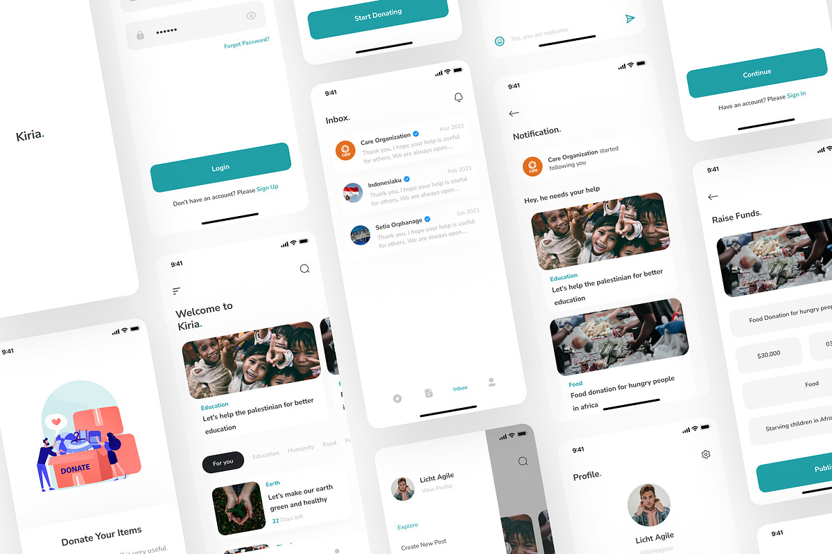 Kiria - Donation App UI KIT, an UI Kit Template by hellorizalahmadd (Photo 5 of 6)
