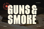 Guns & Smoke - Bold Condensed Sans, a Sans Serif Font by Typia Nesia (Thumbnail 1 of 13)