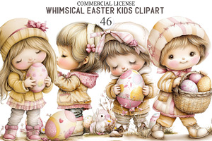 Whimsical Easter Kids Clipart, an Illustration by designcity5