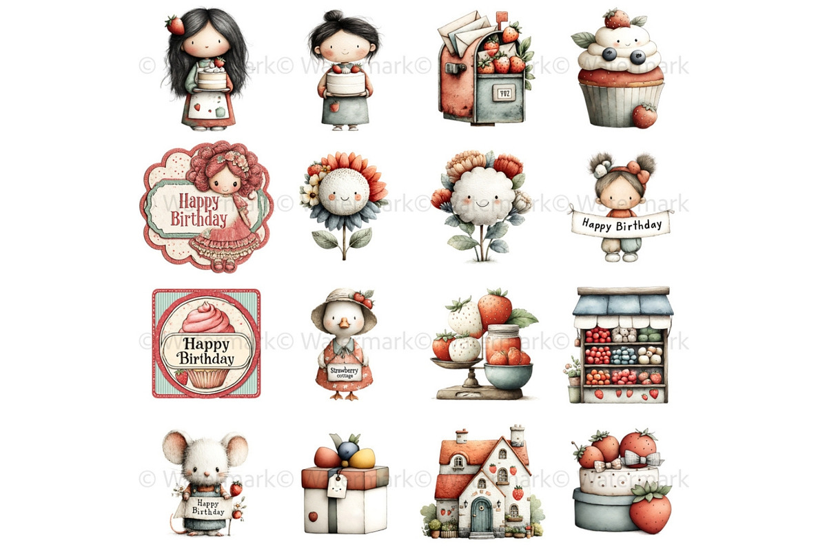 Strawberry Clipart Berry Firth Birth, a Decorative Illustration by Nicole Branger Art (Photo 9 of 26)