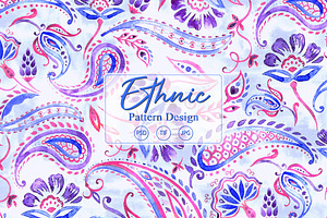 Boho Purple Ethnic Paisley Pattern