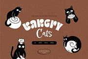 Bakery Cats Vector Illustrations, an Animal Illustration by helenreveur (Thumbnail 1 of 5)
