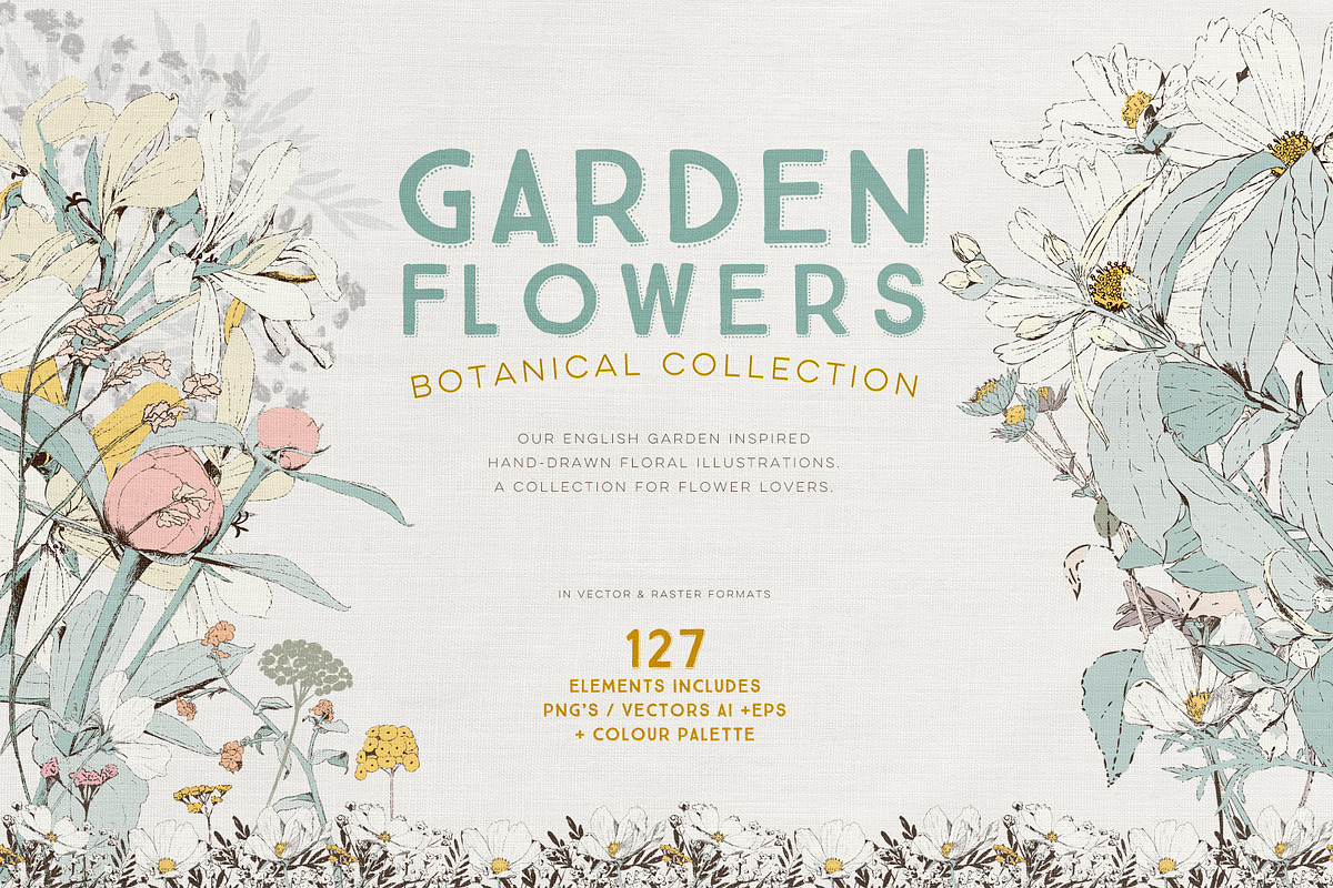 Garden Florals Botanical Set, an Illustration by White Lane Studio (Photo 1 of 9)