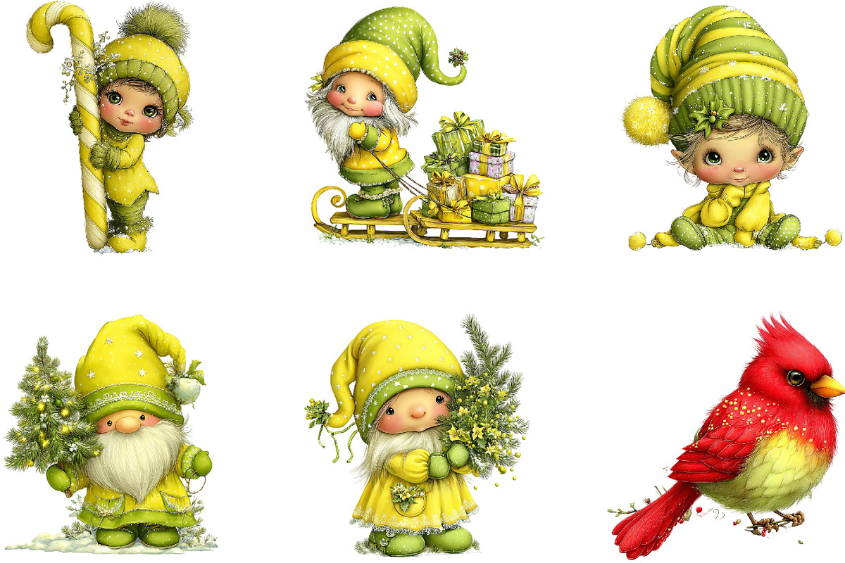 Christmas Gnomes Clipart Set, a Seasonal Illustration by CreationArt (Photo 5 of 5)