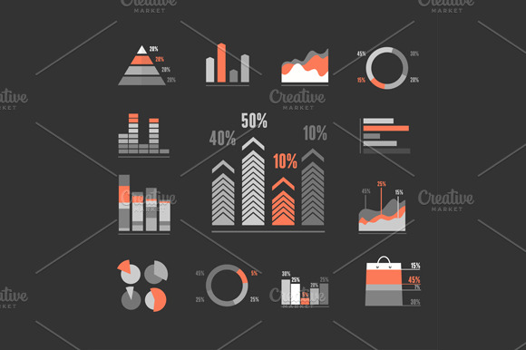Graphs Icons Set. Vector