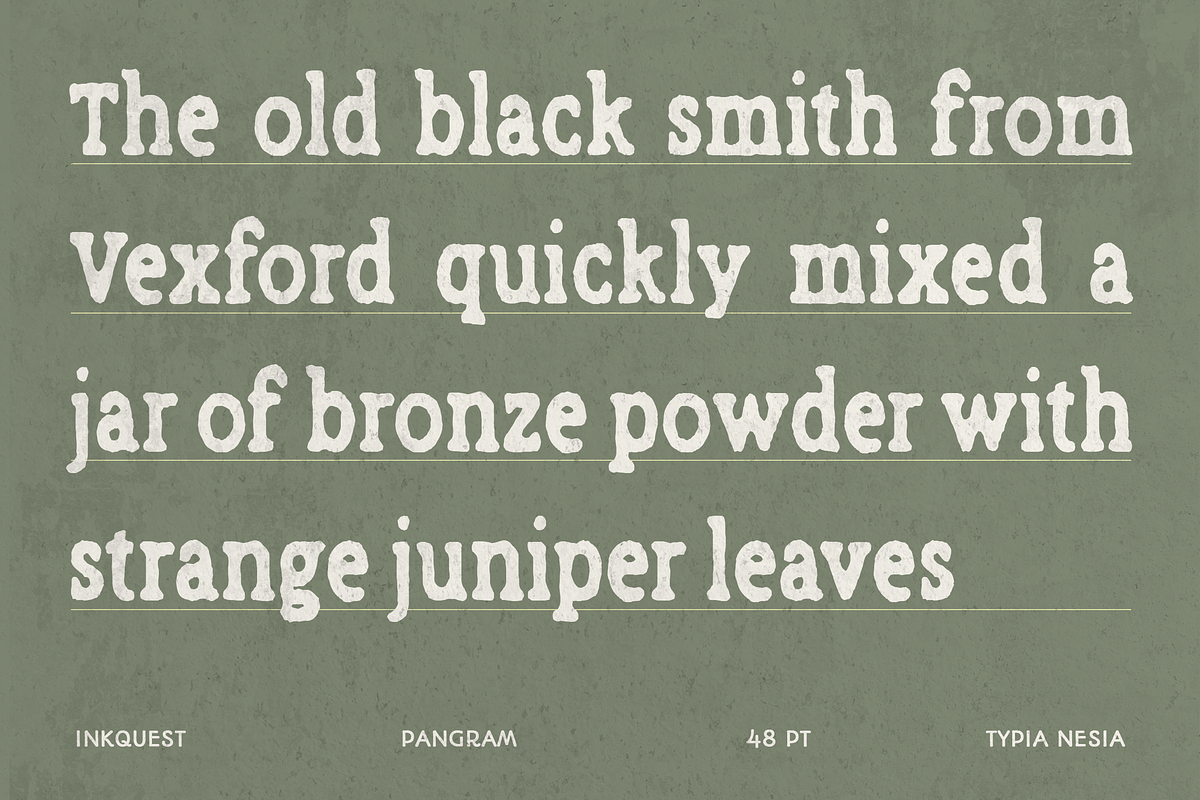 Inkquest - Rough Vintage Slab Serif, a Slab Serif Font by Typia Nesia (Photo 10 of 12)