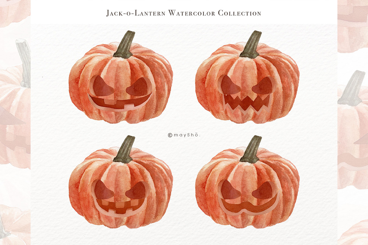 Jack-o-lantern, Halloween Watercolor, an Illustration by May • SHO (Photo 5 of 5)