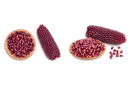 Purple corn seeds in wooden bowl, a Food & Drink Photo by NataPhoto