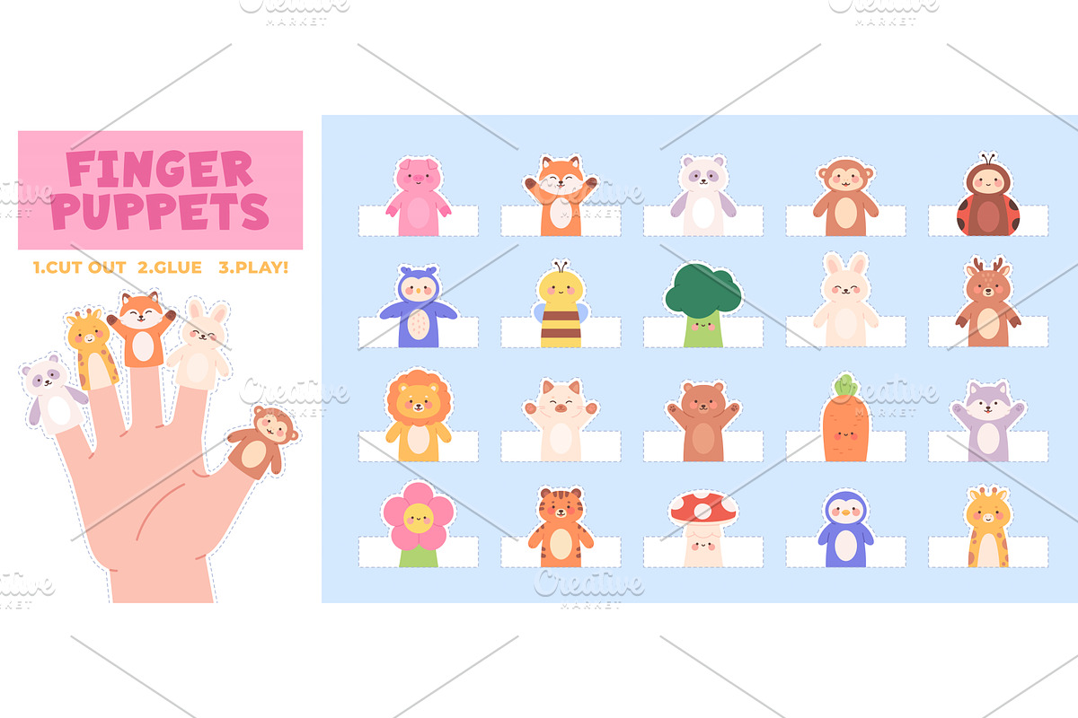 Paper finger puppets. Funny toys for, an Illustration by LadadikArt