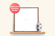 Wooden Frame Mockup on the Shelf, a Print Template by Frisk Shop Mockups (Thumbnail 1 of 3)