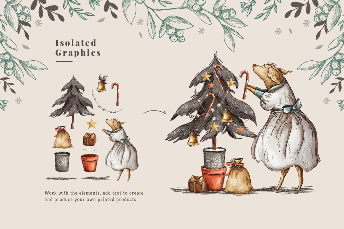 Vintage Holidays • Christmas Dogs, an Illustration by Yeticrab (Photo 9 of 13)