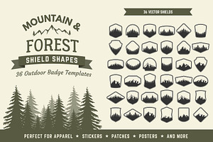 36 Mountain and Forest Shield Shapes