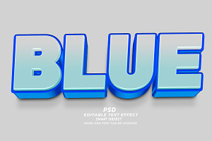 Blue PSD 3D Editable Text