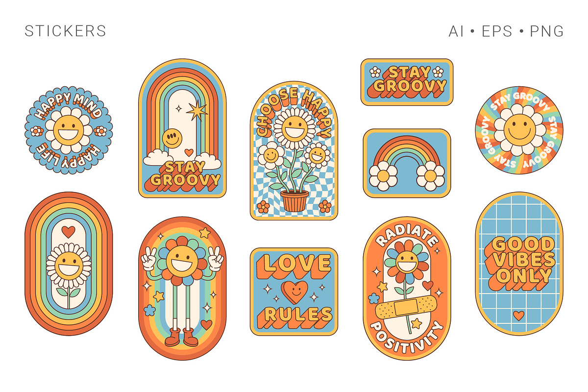 Groovy Hippie Collection, a Background Graphic by Martyshova (Photo 5 of 16)