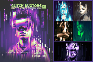 Glitch Duotone Effect Photoshop, an Action Add-On by MRI STUDIO