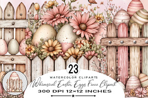 Whimsical Easter Eggs Fence Clipart, an Illustration by SVGArt