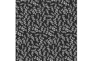 Elegant white leafy pattern on dark, a Texture Illustration by okskukuruza