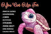 Pink Sea Turtle Clipart, an Illustration by CreationArt (Thumbnail 4 of 9)