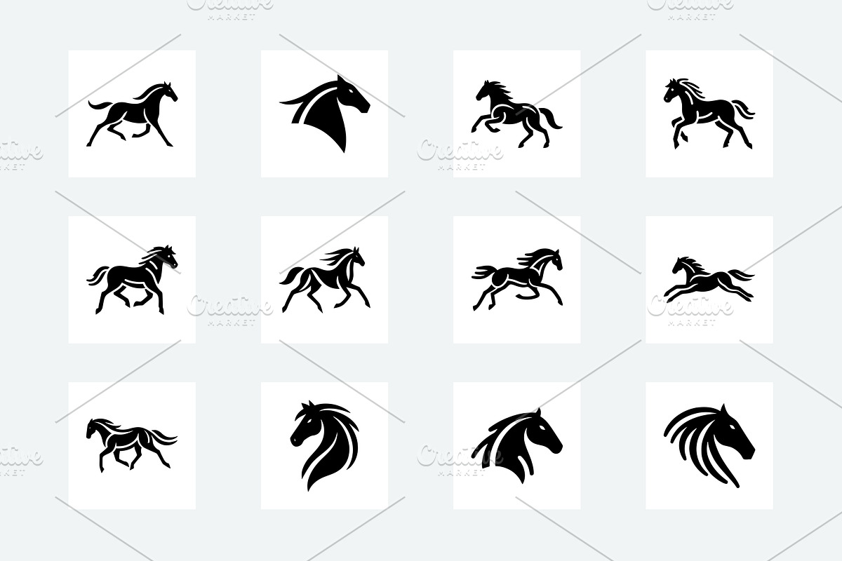60 Horse Silhouette Logo Bundle, a Branding & Logo Template by Vectorium Studio (Photo 2 of 11)