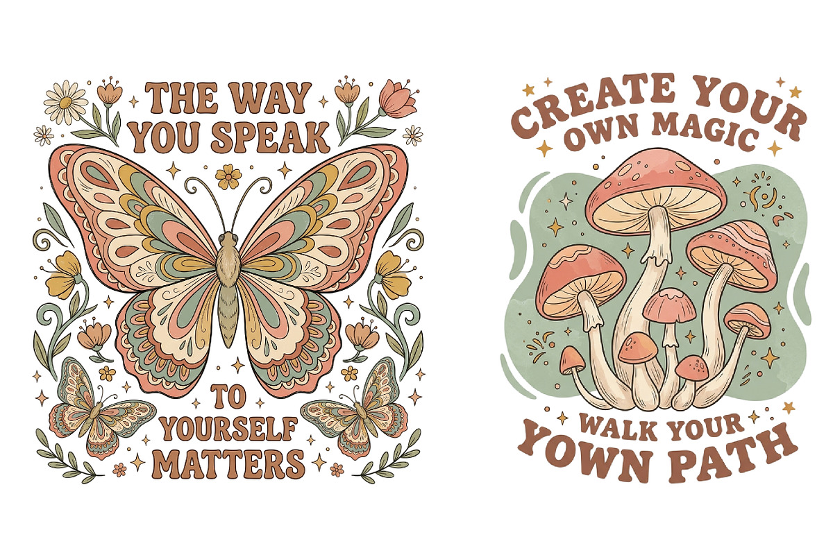 Boho Retro PNG Sublimation Bundle, an Object Illustration by CraftArtStudio (Photo 2 of 4)