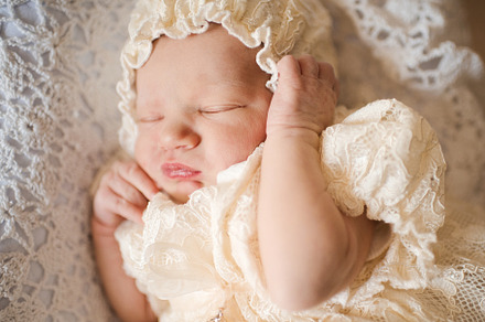 Cute baby girl sleep at home in bed, a Person Photo by morrowlight