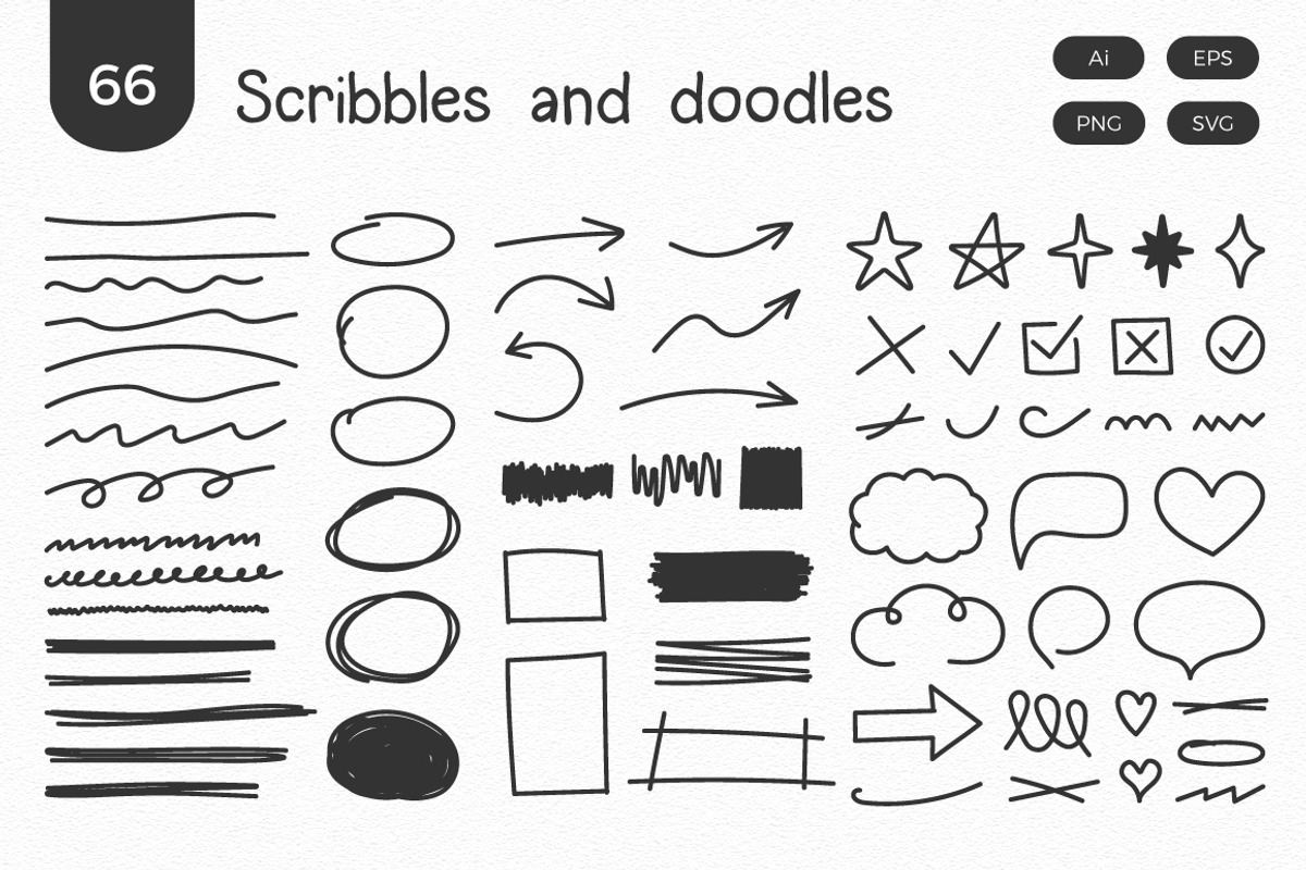Scribbles and Doodles, a Graphic by PixMarket