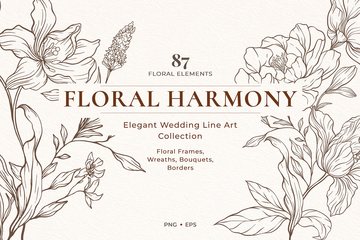 Floral Line Art Botanical Set Kit, a Decorative Illustration by Papatongartist (Photo 1 of 10)